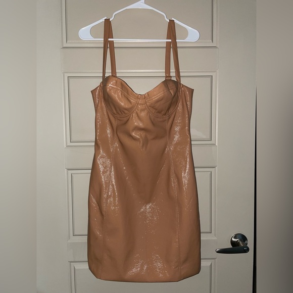 NWT Meshki Tan leather dress - Picture 2 of 5